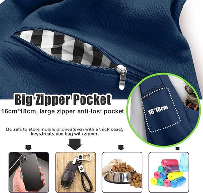 Tomkas Small Dog Sling Carrier - Zipper Pocket &amp; Adjustable Strap - for 3-10 lbs Pets(Dark Blue)