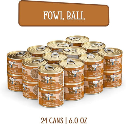 Weruva Cats in The Kitchen, Fowl Ball with Chicken &amp; Turkey Au Jus Cat Food, 6oz Can (Pack of 24)