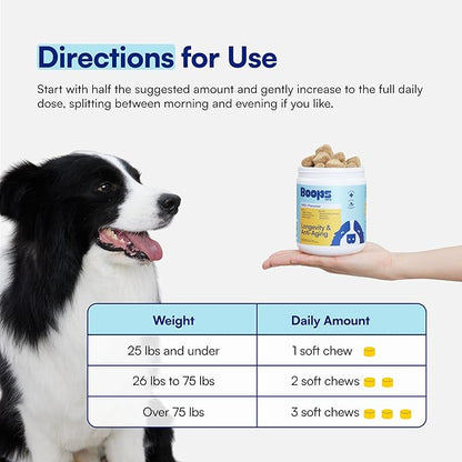 NAD+ Precursor &amp; Senior Dog Supplement - 90 Soft Chews &amp; Vitamins - NMN Alternative for Longevity, Anti-Aging &amp; Energy - Nicotinamide Riboside, Resveratrol, Quercetin, Made with Pasture-Raised Chicken