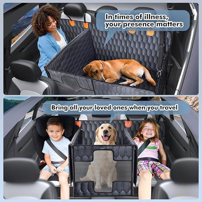 3-in-1 Convertible PU Leather Dog Car Seat Extender &amp; Booster Seat – 400lb Capacity, Waterproof, Hard Bottom, Scratch-Proof Hammock for Cars &amp; SUVs-L
