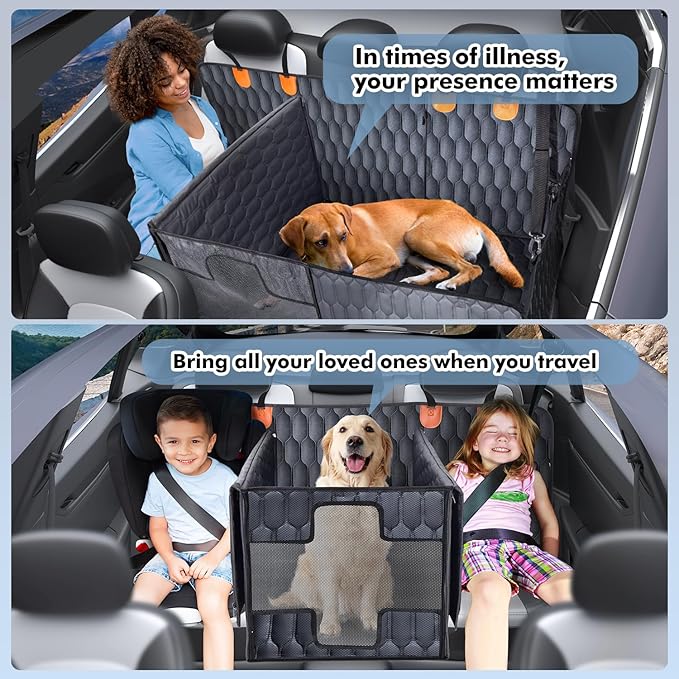 XL 3-in-1 Convertible PU Leather Dog Car Seat Extender &amp; Booster Seat – 400lb Capacity, Waterproof, Hard Bottom, Scratch-Proof Hammock for Cars &amp; SUVs