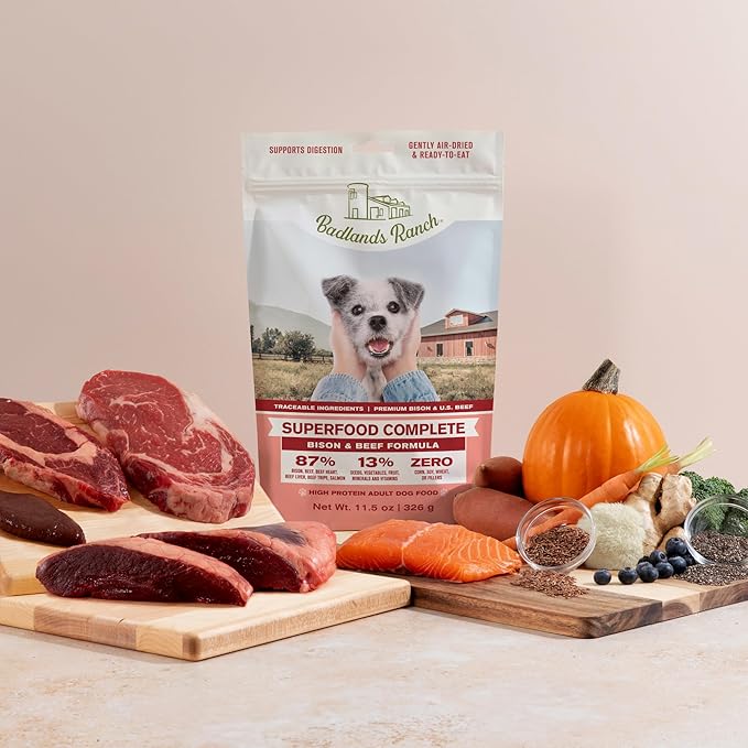 Superfood Complete, Air-Dried Adult Dog Food - High Protein, Zero Fillers, Superfood Nutrition by Katherine Heigl (24 oz, Beef &amp; Bison Formula)