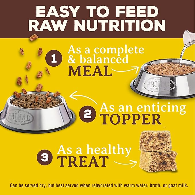 Primal Freeze Dried Raw Dog Food Nuggets, Rabbit, Complete &amp; Balanced Meal, Also Use as Topper or Treat, Premium, Healthy, Grain Free, High Protein Raw Dog Food, 14 oz