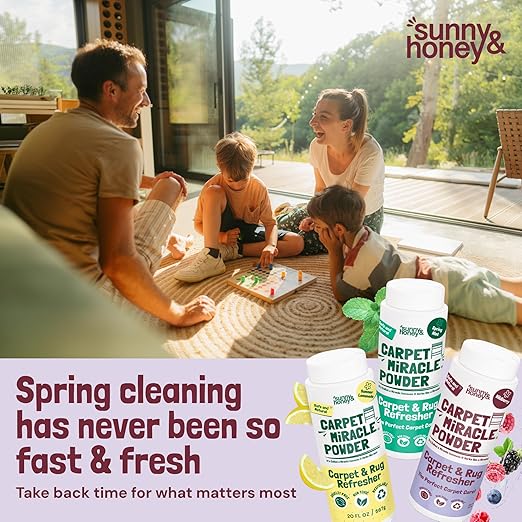 Sunny &amp; Honey Carpet Freshener Powder - 20 Oz Pack, Wildberry Scent - Carpet Deodorizer Powder &amp; Odor Eliminator for Upholstery, Furniture &amp; Rugs, Kid &amp; Pet Safe