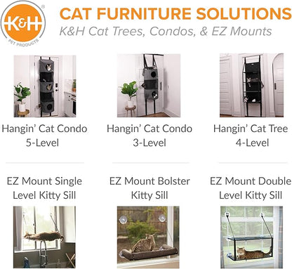 K&amp;H Pet Products EZ Mount Cat Window Perch for Large Cats, Sturdy Kitty Sill Window Hammock Bed, Steel Frame, Sturdy Suction Cups, Washable Shelf Cover, Foldable - Fits 27"W X 23"H Glass Spaces