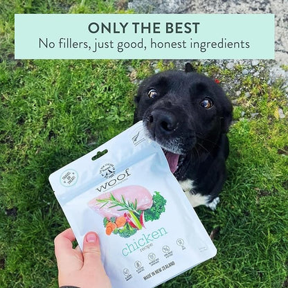 Woof Freeze Dried Dog Food - Chicken Recipe, High Protein, Dog Food Topper &amp; Dog Treats, All Life Stages, 1.76 oz