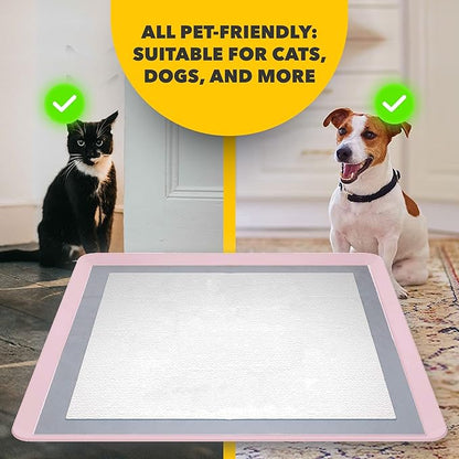 TidyFriend Dog Pee Pad Holder Tray Fits for 24” x 24” Wee Wee Pee Pads - Stable Grip, Raised Edges, Quick-Wipe Silicone Surface Dog Potty Tray Holder for Indoor Flooring Protection (Rose)