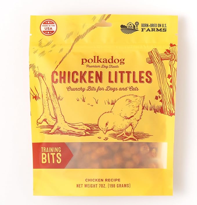Polkadog Chicken Littles Crunchy Training Bits – All Natural, Limited Ingredient Healthy Training Treats for Dogs. Handcrafted &amp; Made in USA. Great for Dogs with Allergies or Sensitive Stomachs – 7oz