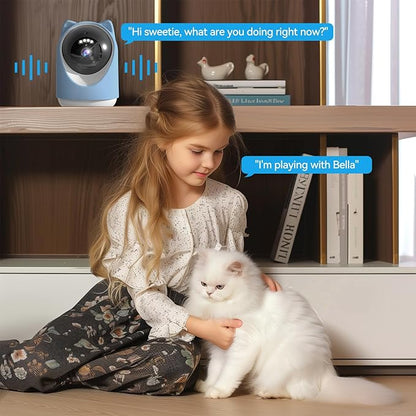 Security Camera Indoor,Wi-Fi &amp;Two-Way Audio,Indoor Camera for Home,Baby/Dog/Cat/Pet Camera with Phone app,Night Vision,Motion Tracking, Compatible with Alexa (Blue)