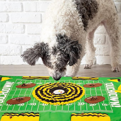 NFL Pittsburgh Steelers Dog Snuffle Mat – Interactive Pet Slow Feeder, Football Field Design Food Puzzle Toy for Dogs &amp; Cats, Foraging Activity Mat for Smarter Feeding