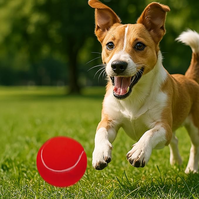 Large Dog Tennis Balls, 4 inch Interactive Big Dog Toy Ball for Small Medium Large Dogs, 4-Pack Dog Toys for Outdoor/Indoor Sports, Fetch, Training &amp; Play