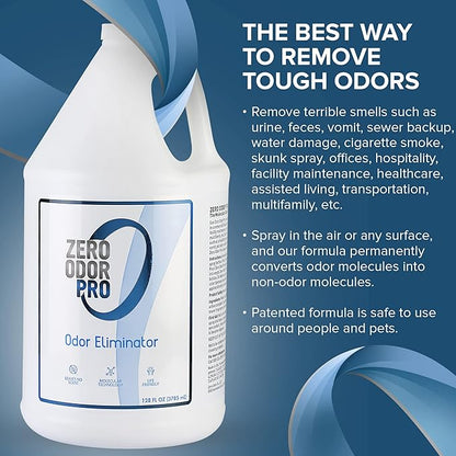 Zero Odor Pro - Commercial Strength Odor Eliminator &amp; Neutralizer, Air Freshener, Room Deodorizer - Strongest Odor Eliminator Trigger Spray, 128oz Refill