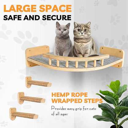 UNTITLDW Wall-Mounted Cat Shelves – Sleek, Durable Multi-Level Shelf with Floating Perch, Hammock, Cat Bed &amp; Platform – Space-Saving Design for Play &amp; Lounging – Easy Setup for Active Cats