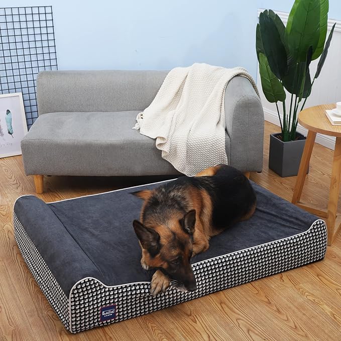 Laifug Orthopedic Memory Foam Extra Large Dog Bed with Pillow and Durable Water Proof Liner &amp; Removable Washable Cover &amp; Smart Design