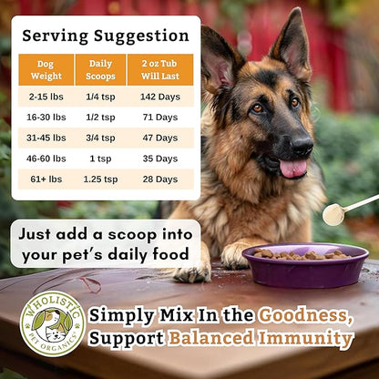 Wholistic Pet Organics Pure Colostrum - 2 Oz - Dog Allergy Relief &amp; Itchy Skin Treatment, Senior Dog Supplements &amp; Immune Support, Licking Paws Relief