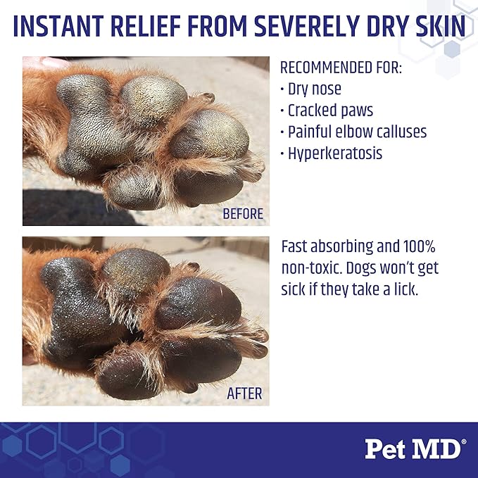 Pet MD Dog Paw Balm - 3-in-1 Paw, Nose/Snout, &amp; Elbow Moisturizer &amp; Paw Protectors for Dogs - 2 oz Paw Wax with Shea Butter, Coconut Oil, &amp; Beeswax
