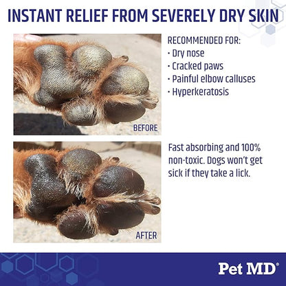 Pet MD Dog Paw Balm - 3-in-1 Paw, Nose/Snout, &amp; Elbow Moisturizer &amp; Paw Protectors for Dogs - 2 oz Paw Wax with Shea Butter, Coconut Oil, &amp; Beeswax