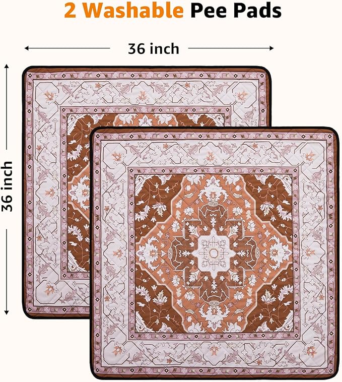 Washable Pee Pads for Dogs: 2 Pack Reusable, Waterproof &amp; Leakproof Puppy Pad, Non-Slip Whelping &amp; Potty Training for Floor, Playpen, Crate, Couch, 36x36