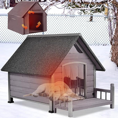 Metal Frame Dog House with Insulated Liner for Indoor &amp; Outdoor Use - Large Dog Kennel with Weatherproof Roof &amp; Foot Pads for Small, Medium &amp; Large Dogs(Grey)