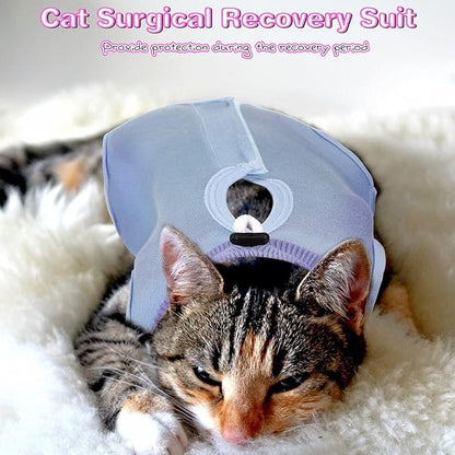Nuanchu 3 Pieces Cat Recovery Suit Kitten Recovery Suit E-Collar Alternative for Cats and Dogs Abdominal Skin Anti Licking Pajama Clothes Sets(Solid Pattern,Small)