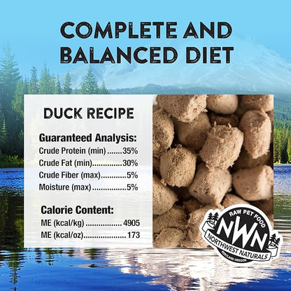 Northwest Naturals Freeze-Dried Duck Cat &amp; Kitten Food – Bite-Sized Nibbles – Healthy, Limited, Human-Grade Ingredients, All-Natural, High-Protein – Complete &amp; Balanced, Grain-Free – 11 oz (Pack of 3)