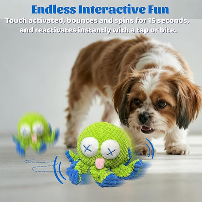Interactive Octopus Dog Toys – Rechargeable Dog Squeaky Toy with Bouncing Ball, Music, Recording &amp; Silent Modes – Moving Toys to Keep Dogs Busy for Small, Medium &amp; Large Breeds