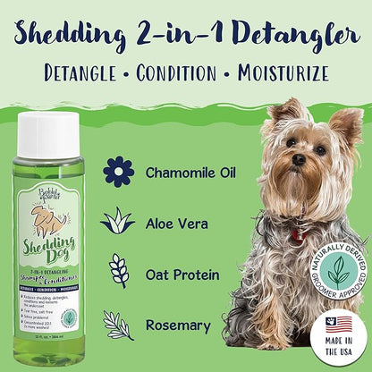 Bobbi Panter Dog Shampoo and Conditioner - Made in USA - All Natural 2-in-1 Formula for Nourish, Detangle &amp; Reduce Shedding - Concentrated 10:1 for Professional Groomers - Pear Scent, 13 Oz