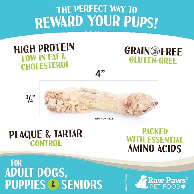Raw Paws Freeze-Dried Chicken Necks for Dogs &amp; Cats (4-Ounce) - Made in USA - Raw Freeze Dried Dog Treats - Chicken Necks for Cats - Single Ingredient Chews