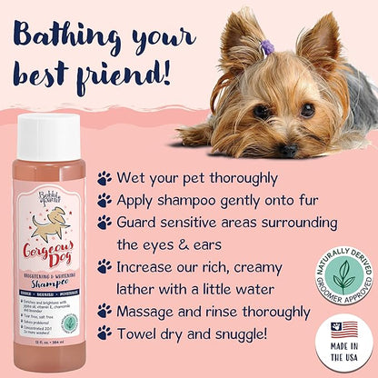 Bobbi Panter Dog Shampoo - Made in USA - All Natural Formula for Whitening All Coats, Enhances Shine &amp; Moiturizes - Concentrated 20:1 for Professional Groomers - Peach Scent, 13 Oz