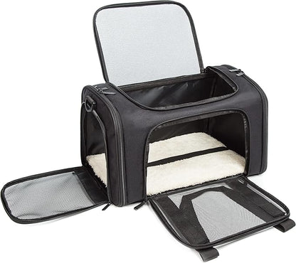 Cat Carrier Dog Carrier Pet Carrier Cat Bags for Small Medium Cats Dogs Puppies of 15 Lbs,of Airline Approved Small Dog Bag Soft Sided,Collapsible Travel Puppy Carrier (Medium, Black)