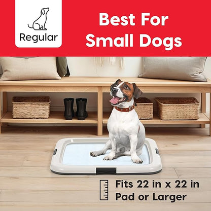 IRIS USA Pee Pad Holder - For Potty Training Regular Sized Dog &amp; Puppy Pee Pads, Secured Latches, Non-Skid Feet, Leak Protection, Fits 22"x22" Pad or Larger, Square, Dark Gray