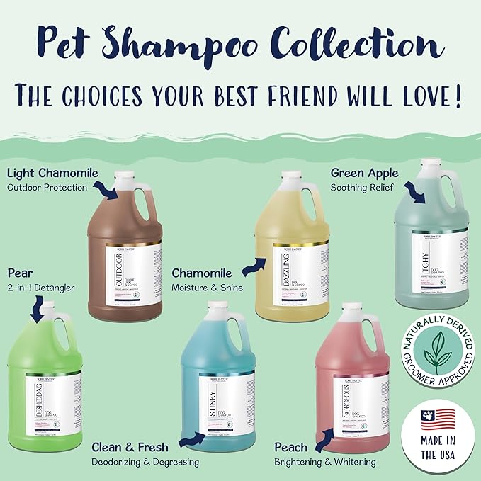 Bobbi Panter Dog Shampoo - Made in USA - All Natural Formula for Itch Relief &amp; Soothing Skins, Concentrated 16:1 for Professional Groomers - Green Apple Scent, 1 Gallon