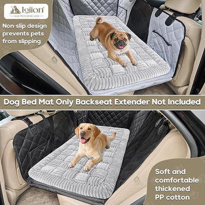 Dog Car Bed Mat, Non-Slip Backseat Extender Pet Blanket, Plaid Dog Bed for SUVs, Sedans &amp; Trucks, Chew-Resistant Travel Pad for Dogs, Easy Clean &amp; Scratch-Proof &amp; Comfort (50"x24.6") Light Gray