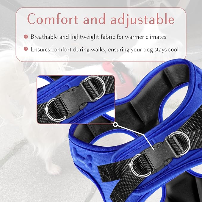 Comfort Fit No Pull Dog Harness – Adjustable Step-in Vest for Small, Medium &amp; Large Dogs, Soft Padded with Leash Clips, Reflective Straps &amp; Handle