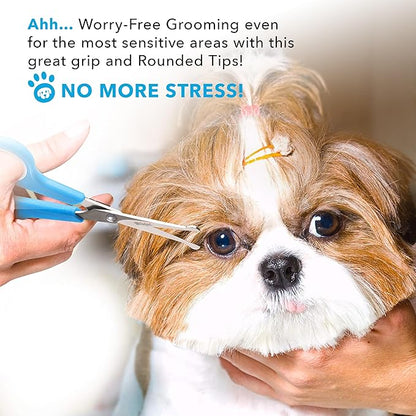 BOSHEL 3 Pc Dog Grooming Scissors Kit - 7" Scissor For Body Hair Trimming, 6" Small Micro-serrated Scissor For Face, Ear, &amp; Paws, Thinning Shears For Dogs - Professional Dog Grooming Kit For Cat &amp; Pet