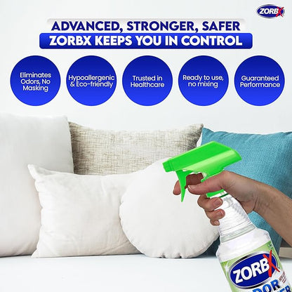 ZORBX Unscented Multipurpose Odor Eliminator Value Pack 2 Oz + 16 Oz + 32 Oz - Used in Hospitals &amp; Healthcare Facilities - Advanced Trusted Formula - Perfect Bundle to Get Rid of Unpleasant Odors
