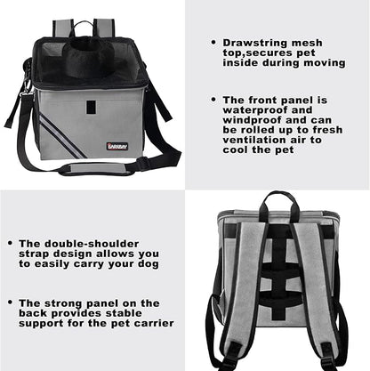 Pet Carrier Bicycle Basket Bag Pet Carrier/Booster Backpack for Dogs and Cats with Big Side Pockets,Comfy &amp; Padded Shoulder Strap,Travel with Your Pet Safety（Titanium）