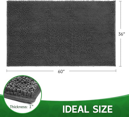 Dog Door Mat Indoor Entrance, 60" x 36" Absorbent &amp; Quick-Drying Mud Rugs, Non-Slip Door Rugs for Entryway Indoor Washable, Soft Chenille Dog Mat for Muddy Paws