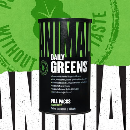 Animal Daily Greens Pill Packs - Kale, Wheat Grass, Alfalfa &amp; More - Convenient Prebiotic and Probiotic Superfood Blend for Superior Digestion, Gut Health, and Immunity For Men &amp; Women - 30 Day Supply
