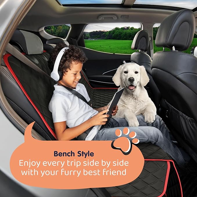 Dog Car Seat Cover for Back Seat, Waterproof Hammock for Car, SUV &amp; Truck, Non-Slip Backseat Cover for Dogs, Heavy-Duty Dog Hammock Style Seat Protector Pets, Easy to Install &amp; Clean