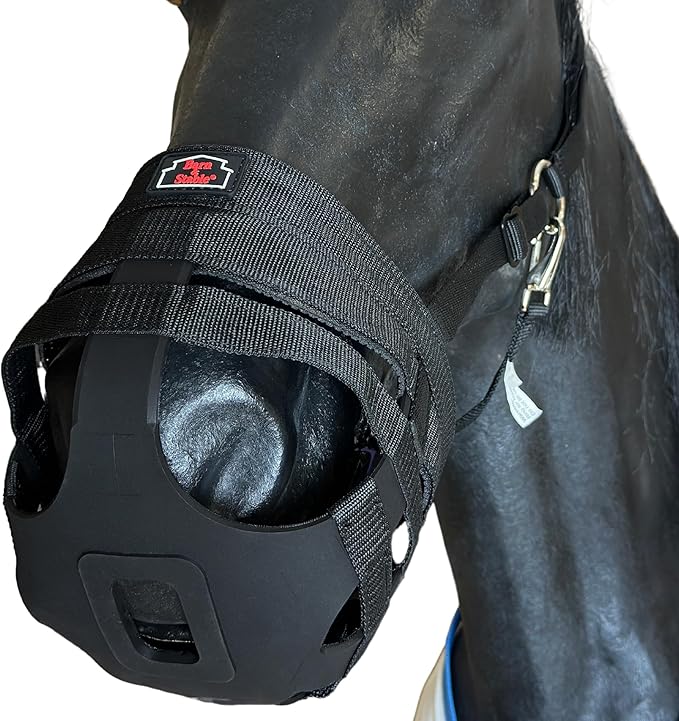 BARN &amp; STABLE Horse Grazing Muzzle Halter for Easy Breathe, Comfortable Professional Horse Muzzle Grazing with Adjustable Straps, Velcro and Buckles, Suitable for Precaution of Laminitis