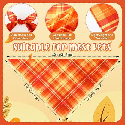 Abbylike 50 Pcs Fall Plaid Dog Bandanas Bulk Autumn Bandanas for Dogs Triangle Kerchief Bibs Scarf for Small Medium Large Pets Thanksgiving Costume Accessories, 25 Styles (31.5 x 21.7 x 21.7 Inch)