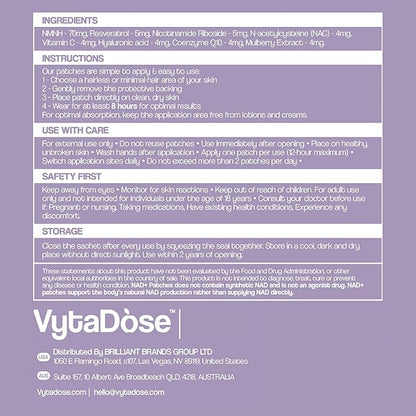 NAD+ Boost Patches | Wellness &amp; Cellular Support | 5X Stronger Formula | NMNH, Resveratrol, Hyaluronic Acid, Vitamin C, &amp; Coq10 l Premium 8-Hour Time-Release Patch | 3 Pack