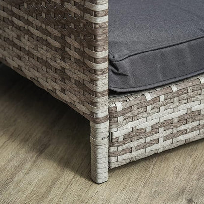 PawHut Wicker Dog House Outdoor with Canopy, Rattan Dog Bed with Water-Resistant Cushion, Raised Dog Bed for Small, Medium Dogs up to 66 lbs, 19.75" in Length, Gradient Gray Wicker &amp; Cushion