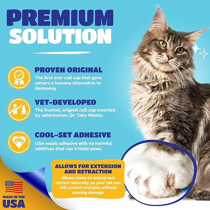 Soft Claws Cat Nail Caps for Medium Cats – (40 Caps, Pink Sparkle) - Made in USA - Veterinarian-Developed | Protects Furniture &amp; Skin - Easy to Apply, Long-Lasting Anti-Scratch Soft Cat Claw Covers