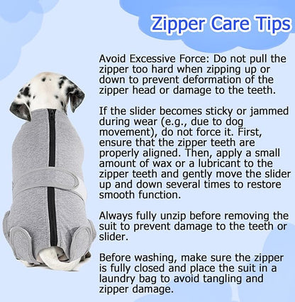 Lukovee Recovery Suit for Dogs, Zipper On Recovery Suit for Female Male Dog, Onesie Abdominal Wounds Cone E-Collar Alternative Prevent Licking Spay Recovery Suit (Large, Grey)
