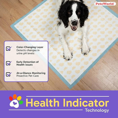 PETSWORLD Giant Dog Potty Pads, Odor-Eliminating, 36" x 36", Ultra Absorbent 5-Layer Leak-Proof Training Pads for Dogs &amp; Cats (36x36 Health Indicating, 50 Count)