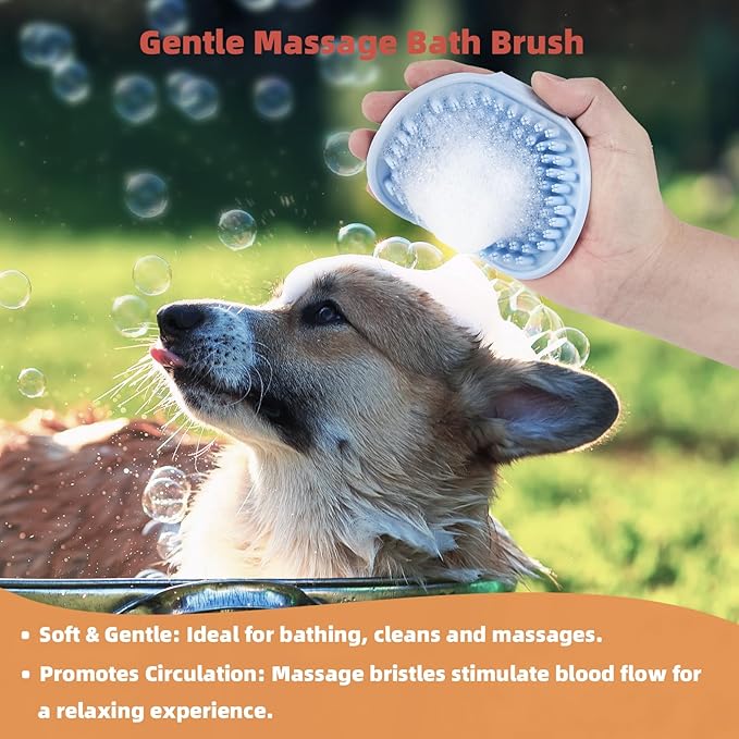 3PCS Cat &amp; Dog Brush Set: Slicker &amp; Deshedding Brush, Dematting Comb, and Bath Brush – Premium Grooming Tools for Shedding &amp; Tangle-Free Fur (blue)