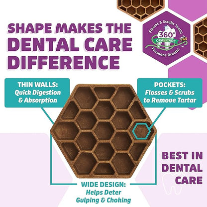 Dog Dental Treats – Vet VOHC Approved – Delicious Chicken Protein – Removes Tartar with Cleaning Comb Shape – Dental Dog Treats for Small Dogs (12oz, 21 Count)