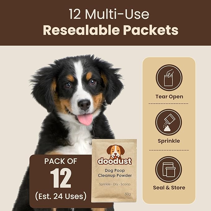 Doodust Dog Poop Clean Up Powder, Poop Hardener &amp; Yard Cleaner, Biodegradable, Pet-Safe, Stops Odor and Makes Pickup Easy